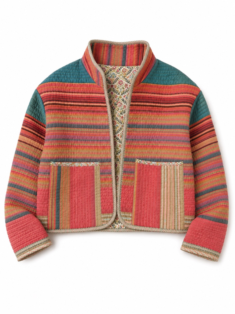 Handmade Pre-Washed 100% Cotton New Quilted Coat Size Medium - Picture 1 of 5